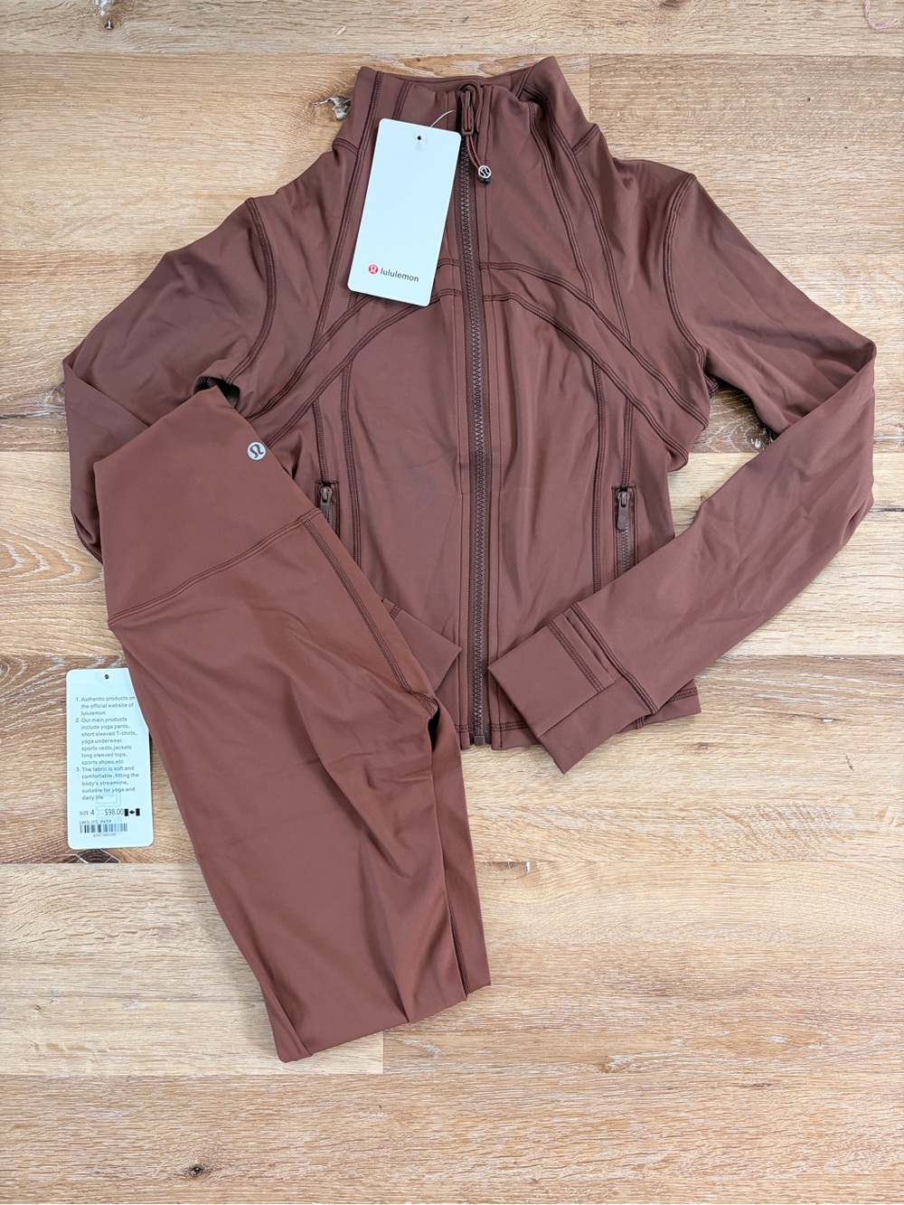 Lululemon Brown Define Jacket & Matching Leggings Set – NWT (New With Tags) 🤎